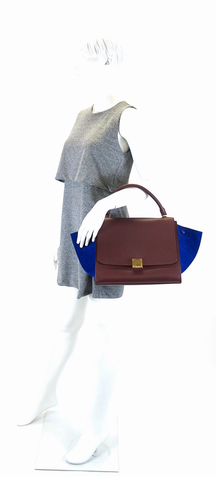 Trapeze Medium Calf Leather and Suede Bicolour Bag