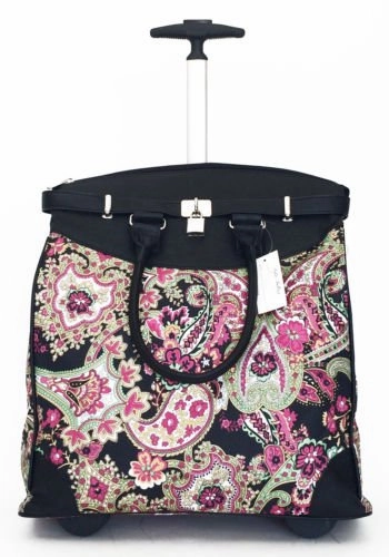 Trendy Flyer Computer/Laptop Rolling Bag 2 Wheel Case Paisley Green