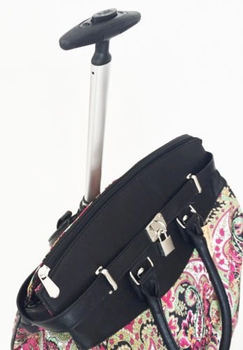 Trendy Flyer Computer/Laptop Rolling Bag 2 Wheel Case Paisley Green
