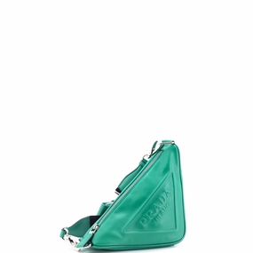 Triangle Logo Zip Crossbody Bag Leather Small