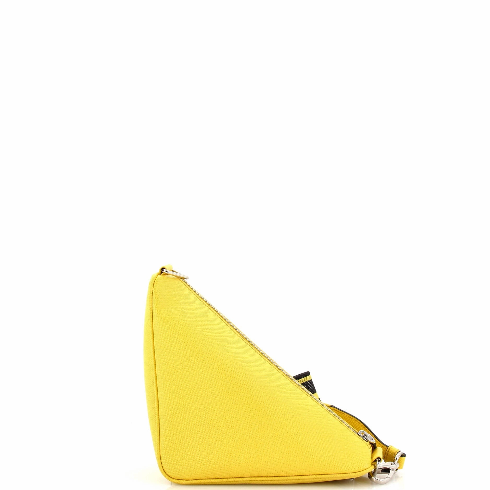 Triangle Logo Zip Crossbody Bag Saffiano Leather Small