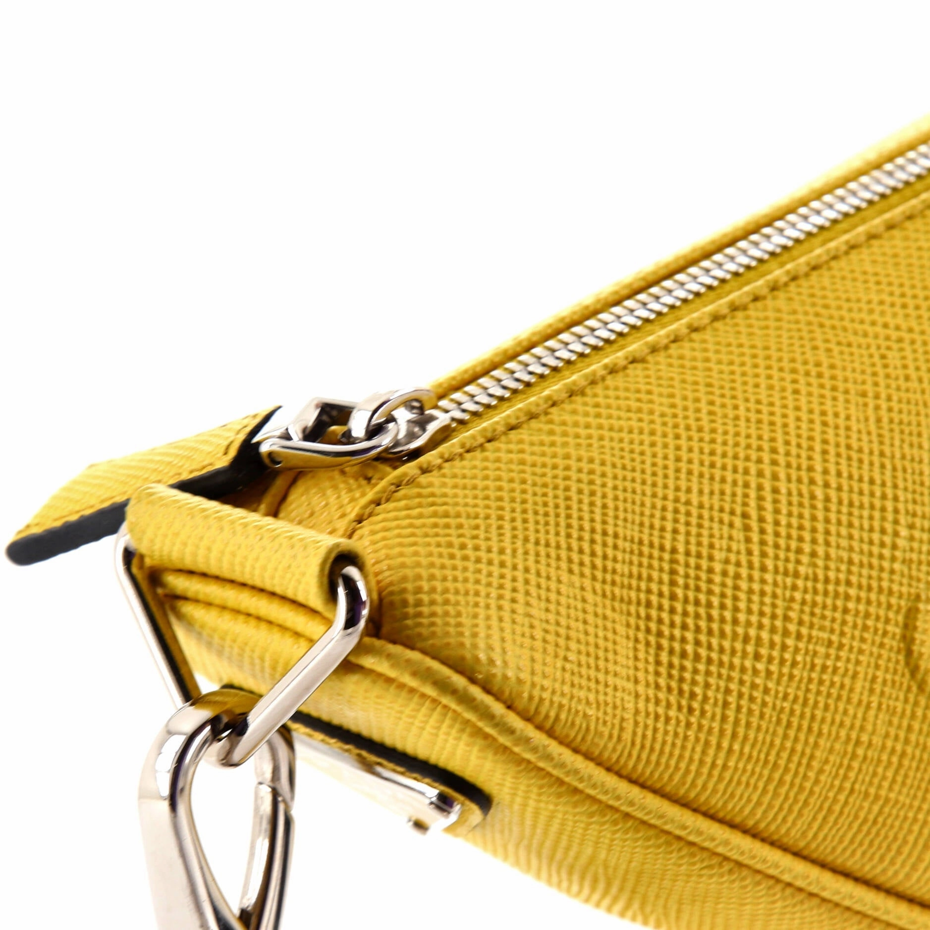 Triangle Logo Zip Crossbody Bag Saffiano Leather Small