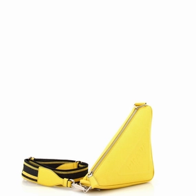 Triangle Logo Zip Crossbody Bag Saffiano Leather Small