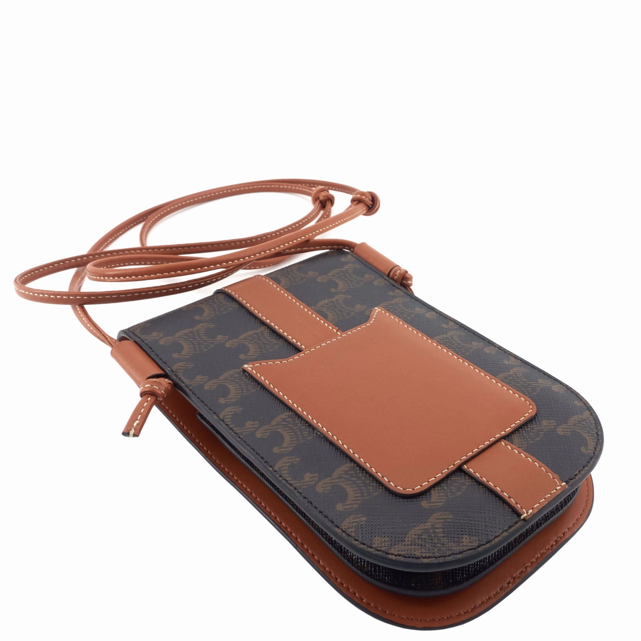 Triomphe Canvas and Calfskin Phone Pouch