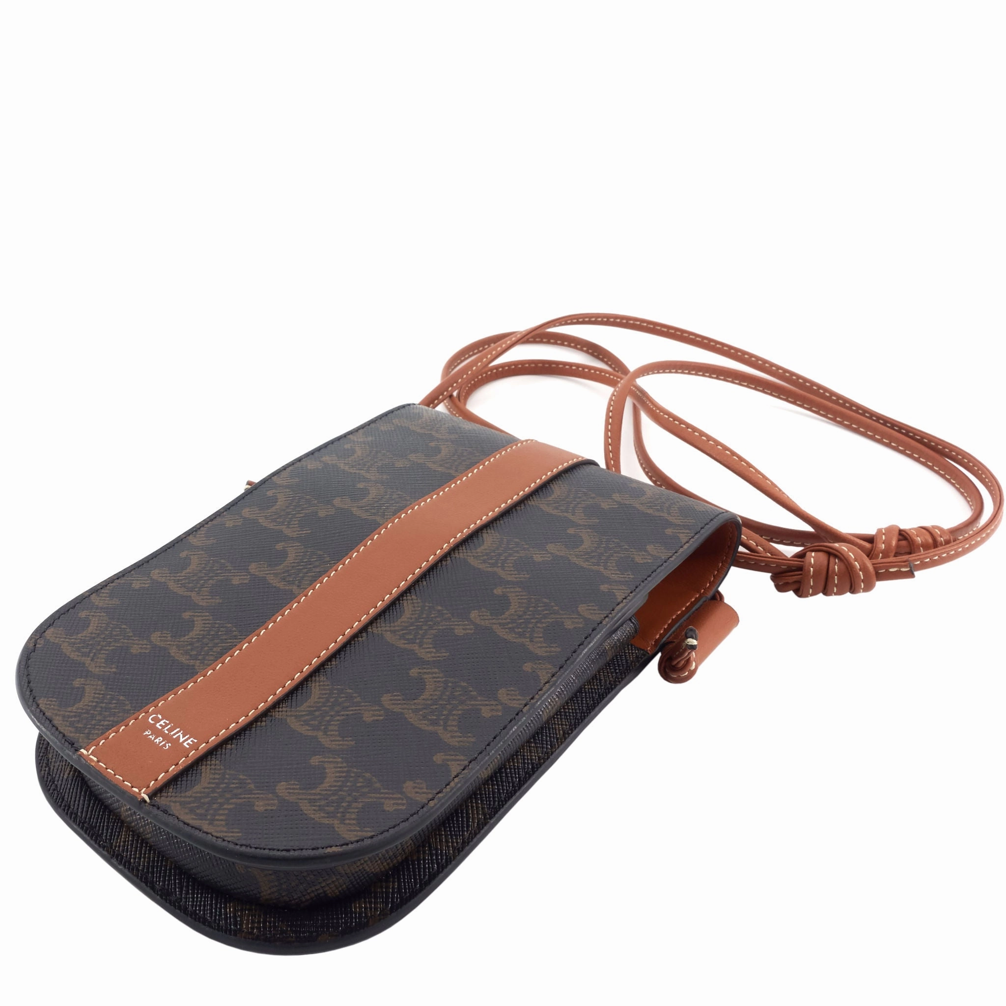 Triomphe Canvas and Calfskin Phone Pouch