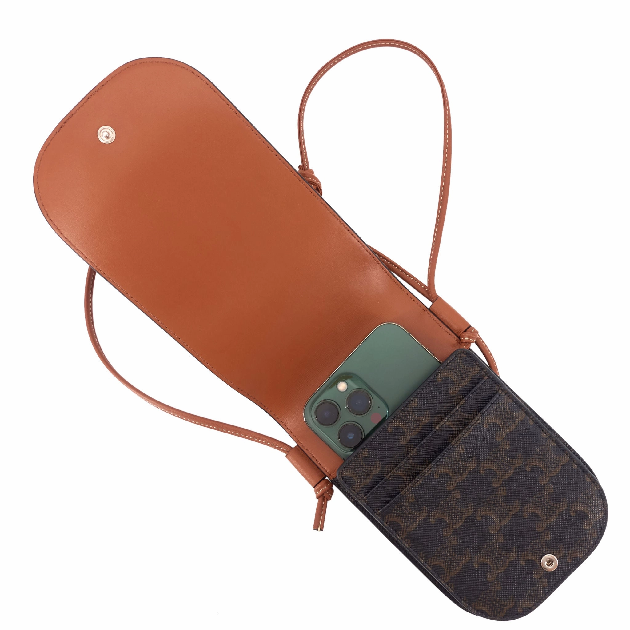 Triomphe Canvas and Calfskin Phone Pouch