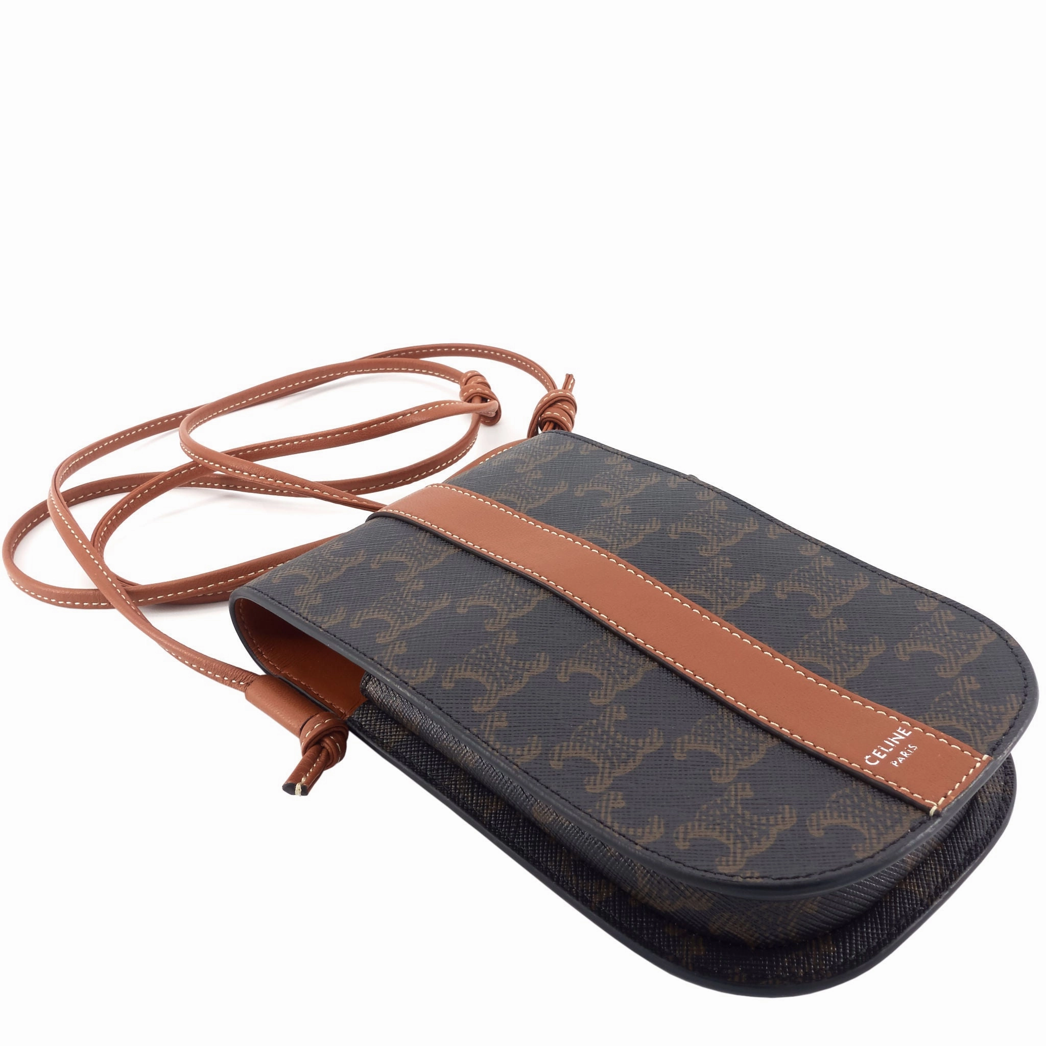 Triomphe Canvas and Calfskin Phone Pouch