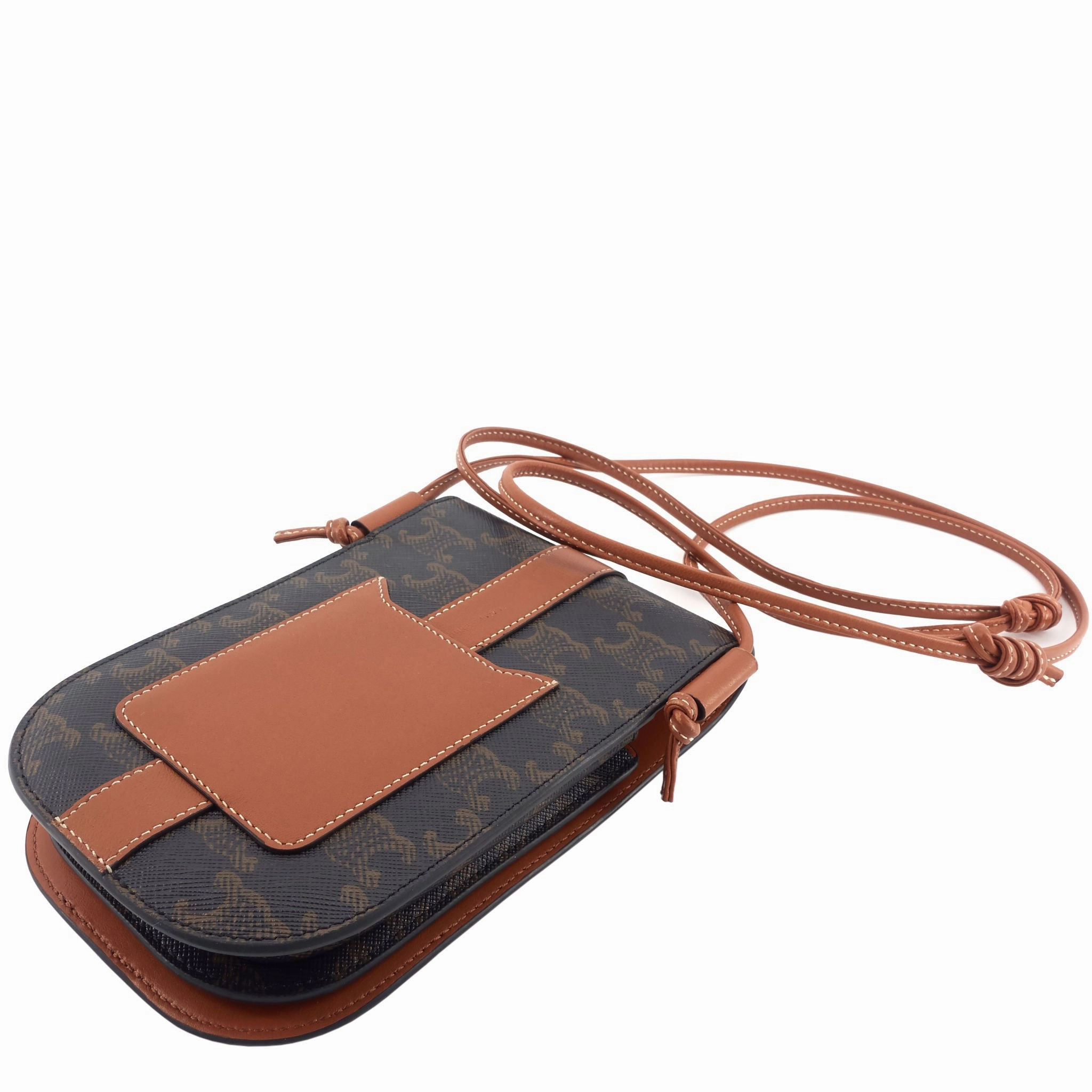 Triomphe Canvas and Calfskin Phone Pouch