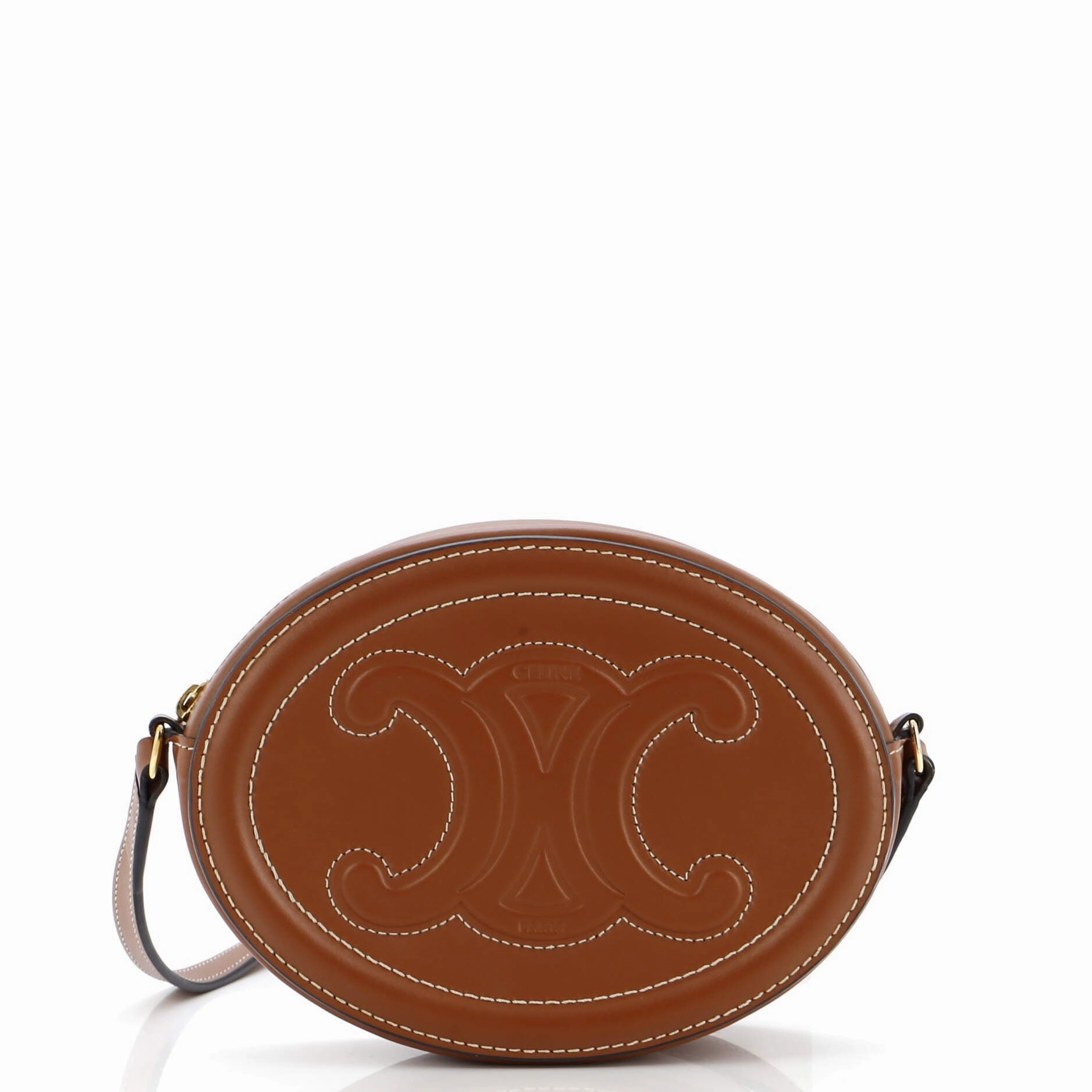 Triomphe Oval Crossbody Bag Leather Mini
