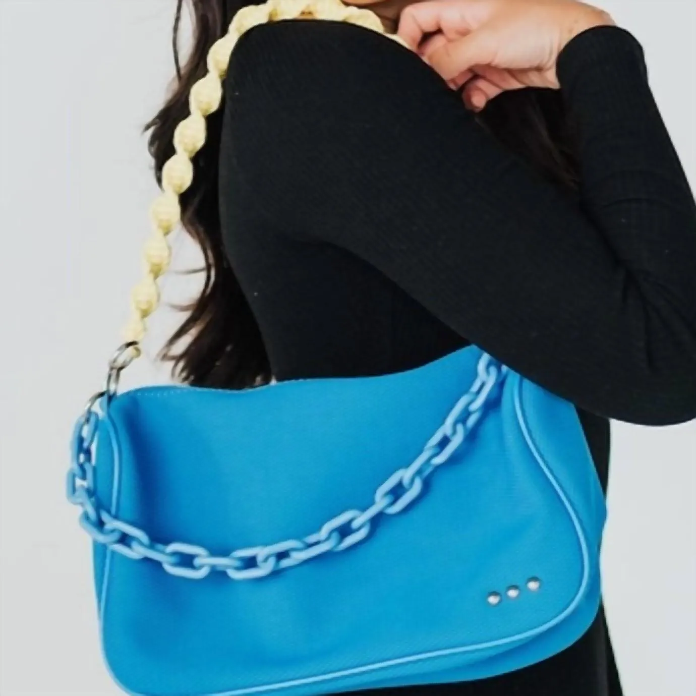 Triple Strap Crossbody Shoulder Bag In Bright Blue