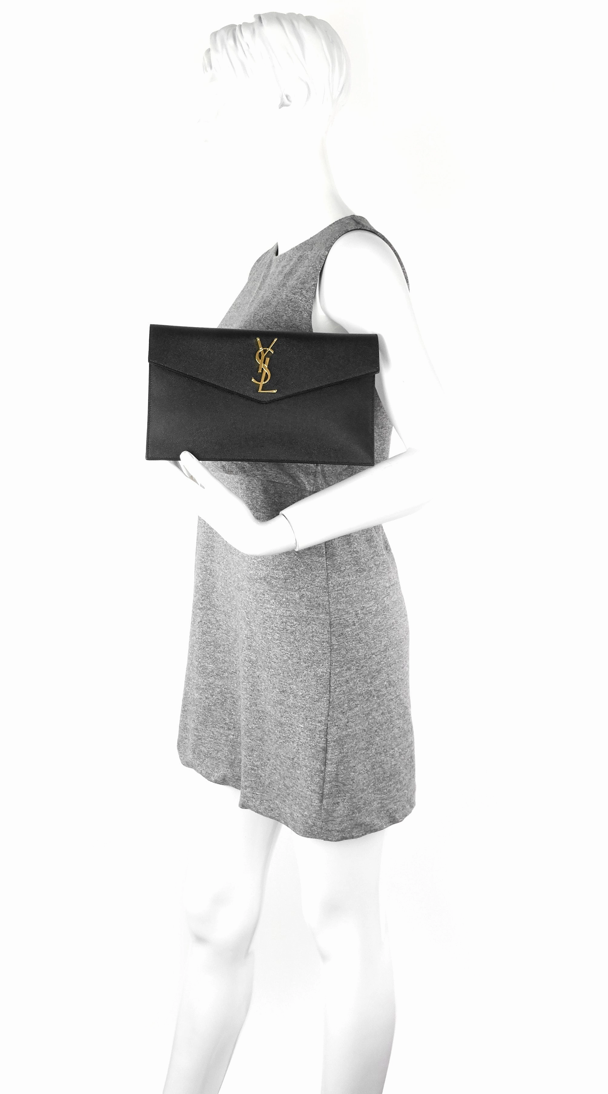 Uptown Grain de Poudre Leather Clutch Bag