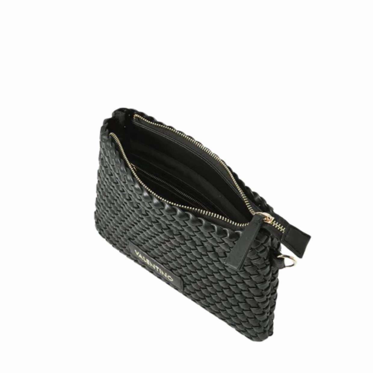 Valentino Bags Shantel Woven Black Clutch Crossbody Bag