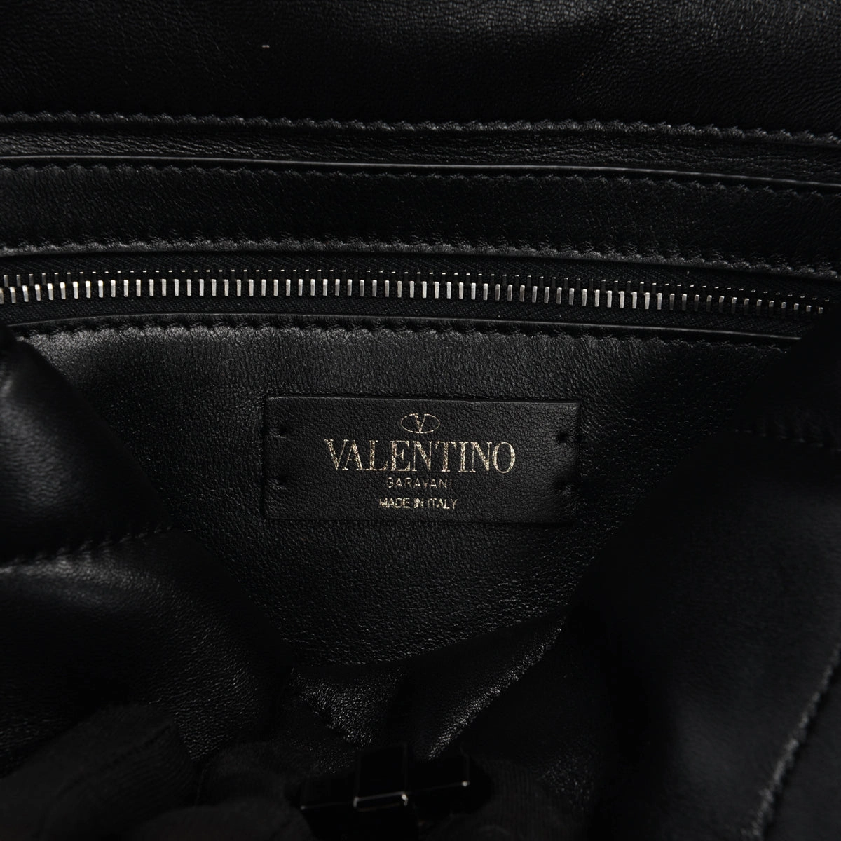 Valentino Black Lambskin Small Roman Stud Shoulder Bag