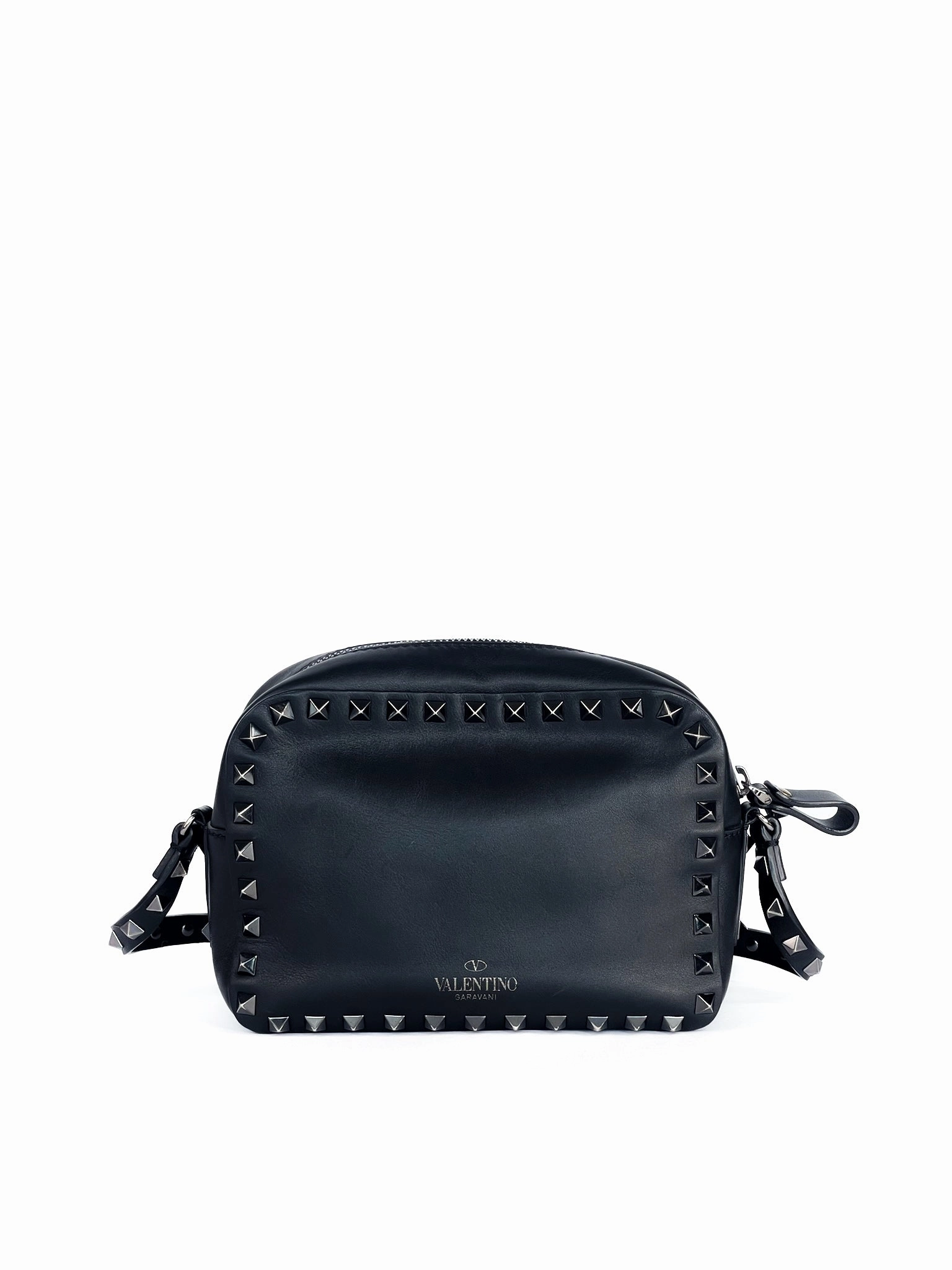 Valentino Garavani X UNDERCOVER Calfskin Rockstud Rose Print Camera Crossbody Bag Black Limited Edition