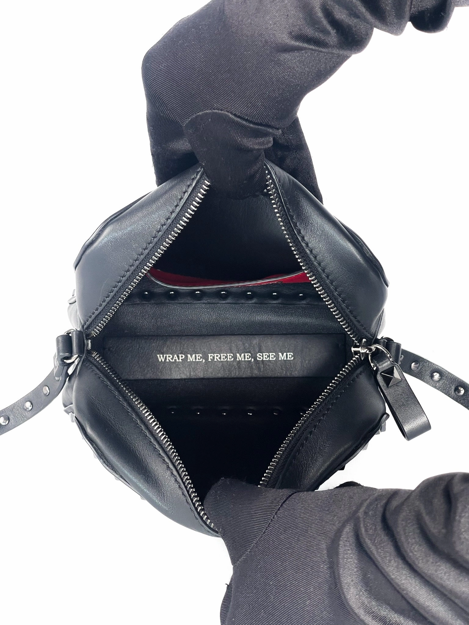 Valentino Garavani X UNDERCOVER Calfskin Rockstud Rose Print Camera Crossbody Bag Black Limited Edition