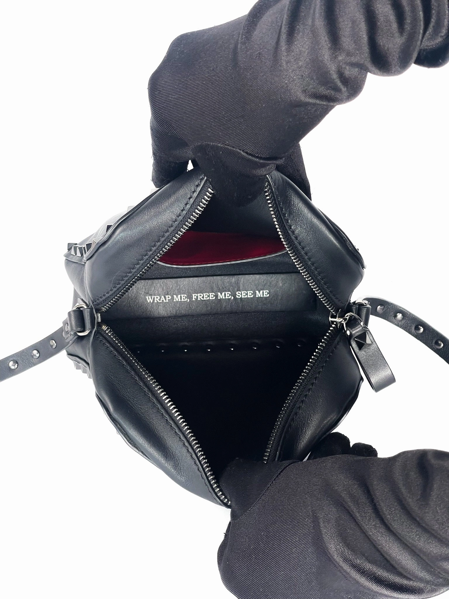 Valentino Garavani X UNDERCOVER Calfskin Rockstud Rose Print Camera Crossbody Bag Black Limited Edition