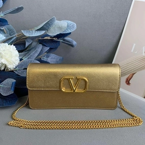 Valentino VLogo Gold Metallic Crossbody Bag - Pre-loved