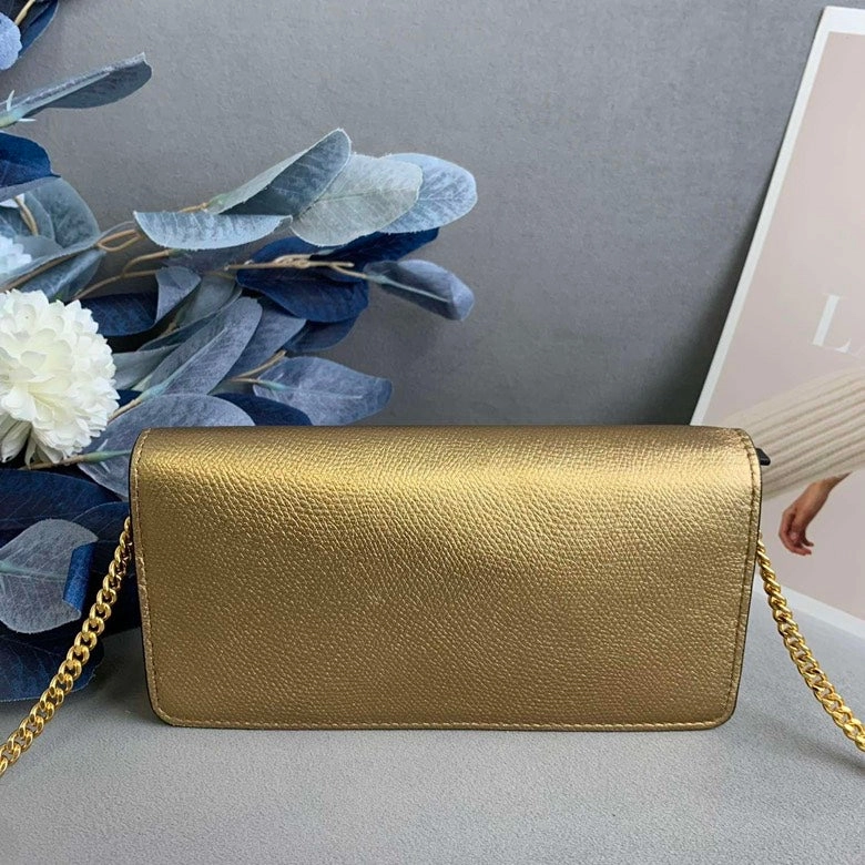 Valentino VLogo Gold Metallic Crossbody Bag - Pre-loved
