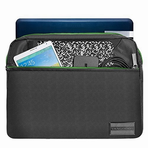 Vangoddy Nineo 13 Nylon Padded Laptop Messenger Bag (Grey / Green) For Acer Switch 3 5 / Alpha 12 /