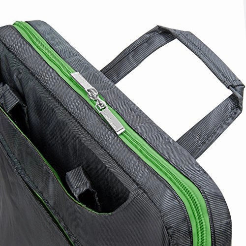 Vangoddy Nineo 13 Nylon Padded Laptop Messenger Bag (Grey / Green) For Acer Switch 3 5 / Alpha 12 /