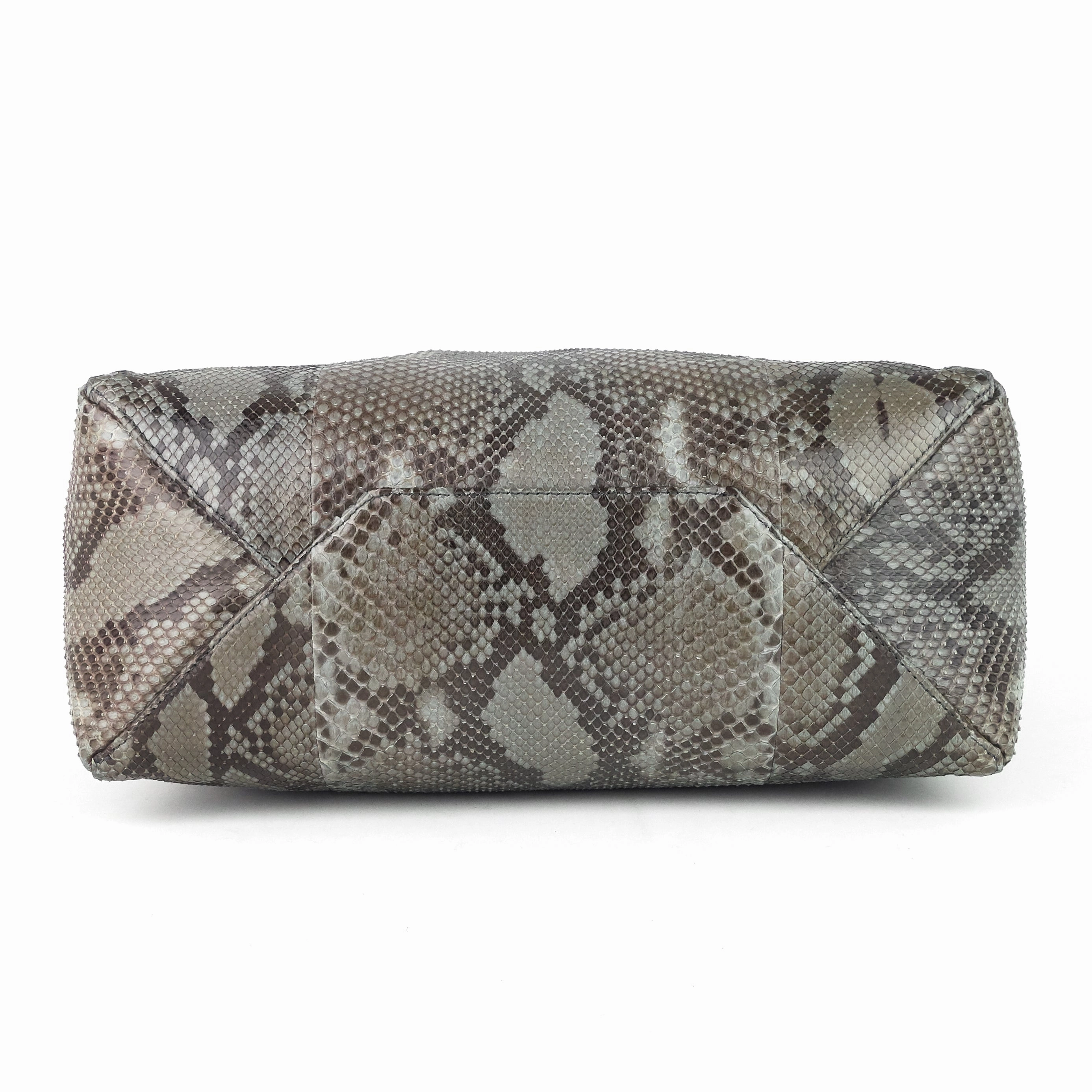 Vertical Gusset Cabas Python Leather Bag