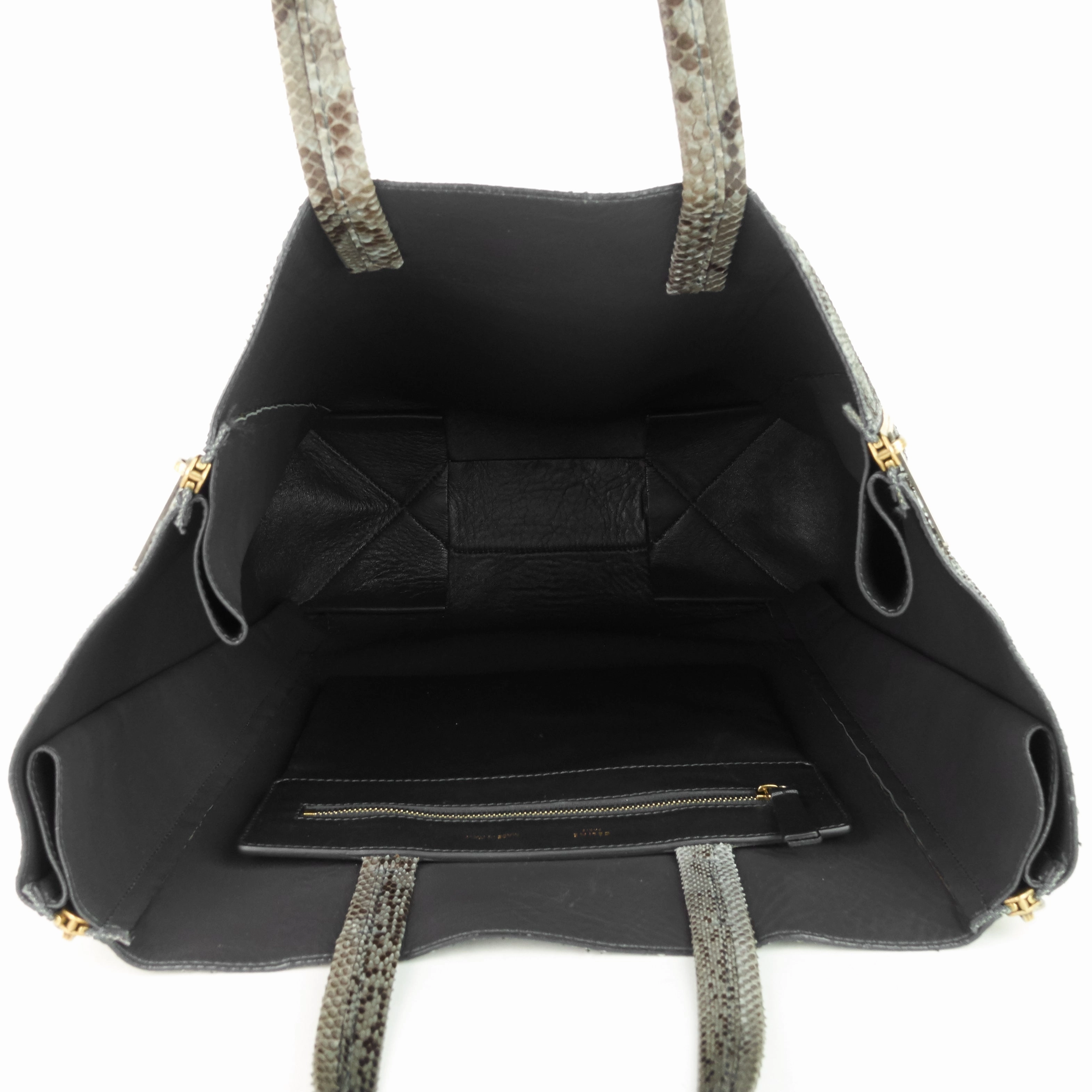 Vertical Gusset Cabas Python Leather Bag