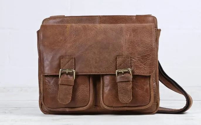 Vintage Brown Cool Leather Mens Messenger Bag Shoulder Bags for Men