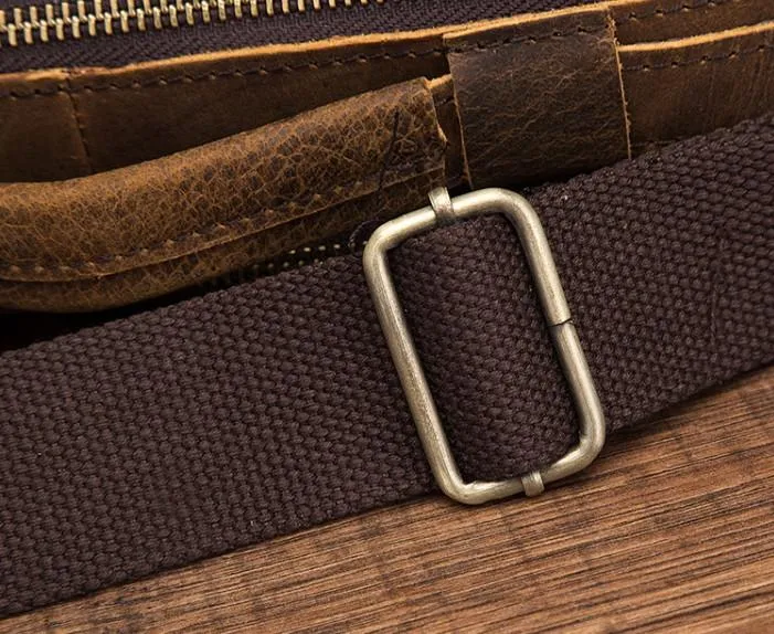 Vintage Brown Leather Small Messenger Bag Small Side Bag Shoulder Bag For Men