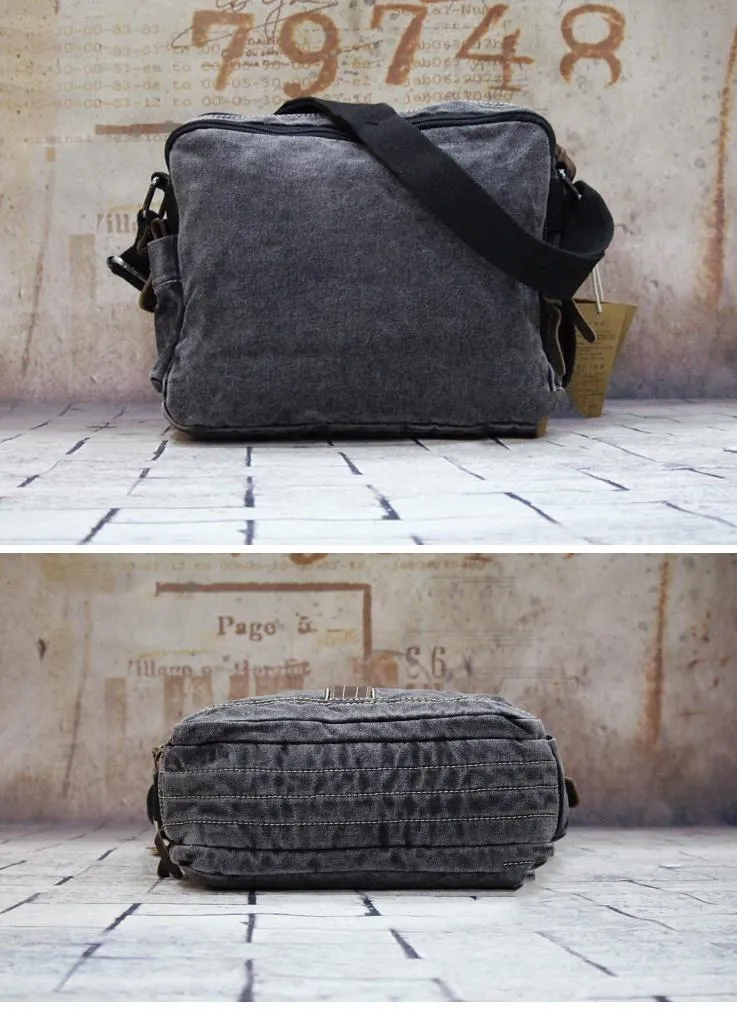 Vintage Canvas Black Mens Small Postman Bag Green Canvas Messenger Bags Small Courier Bag For Men