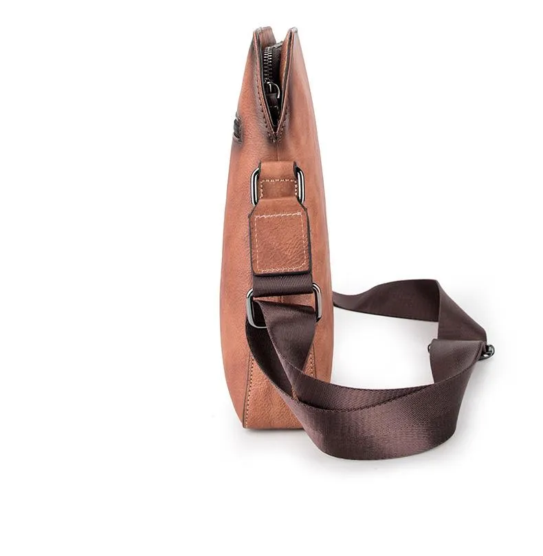 Vintage Coffee LEATHER MEN'S Small Side bag Brown Vertical Phone Bag MESSENGER BAG Courier Bag FOR MEN