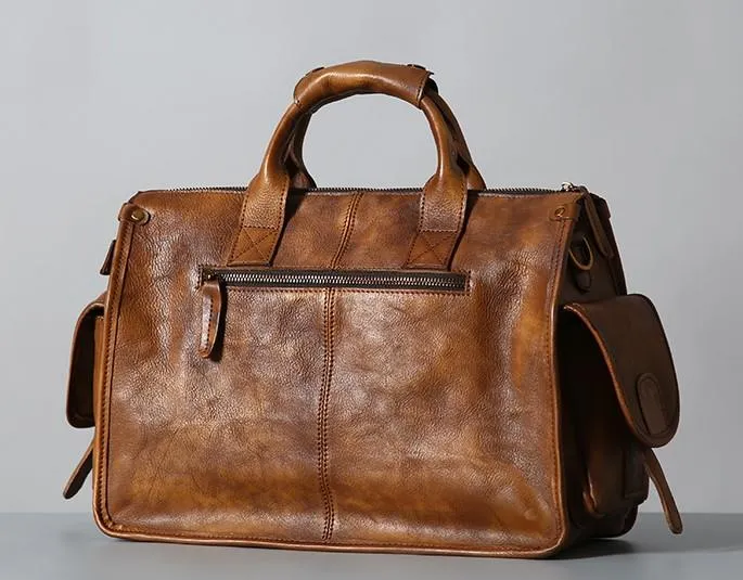 Vintage Leather Brown Mens Travel Bags Messenger Bag Shoulder Bag for Men