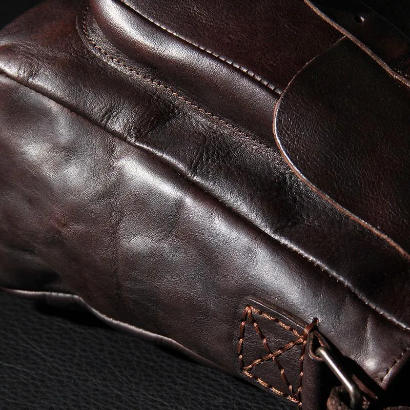 Vintage Leather Mens Cool Messenger Bag Shoulder Bag Crossbody Bag for Men