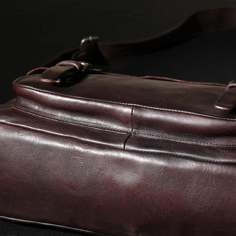 Vintage Leather Mens Cool Messenger Bag Shoulder Bag Crossbody Bag for Men
