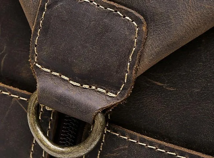 Vintage Leather Small Messenger Bag for men Shoulder Bag for men