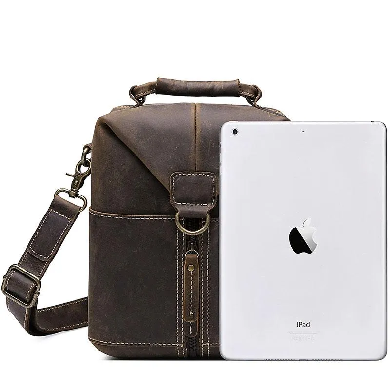 Vintage Leather Small Messenger Bag for men Shoulder Bag for men