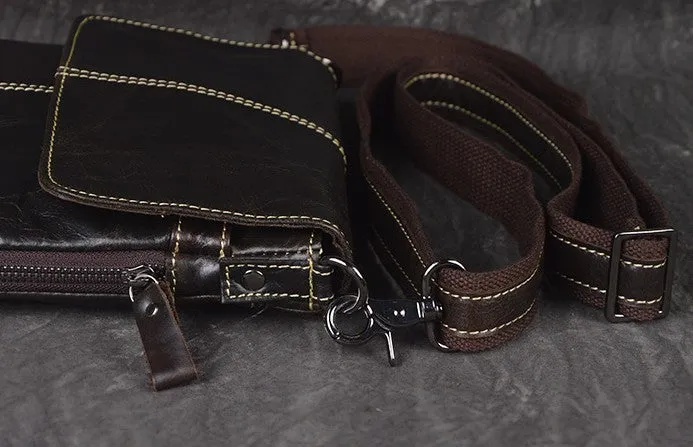 Vintage Leather Small Messenger Bag Shoulder Bag For Men