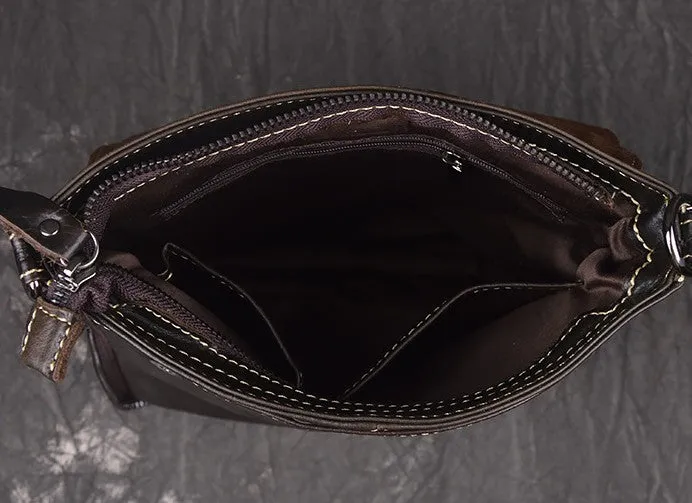 Vintage Leather Small Messenger Bag Shoulder Bag For Men