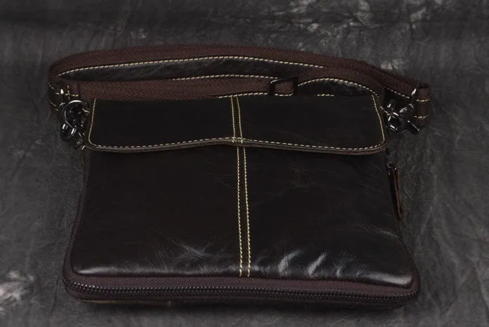 Vintage Leather Small Messenger Bag Shoulder Bag For Men