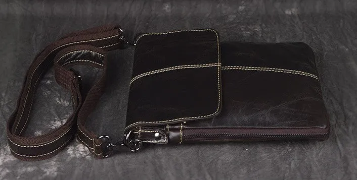 Vintage Leather Small Messenger Bag Shoulder Bag For Men