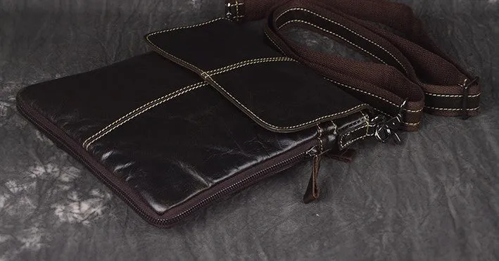 Vintage Leather Small Messenger Bag Shoulder Bag For Men