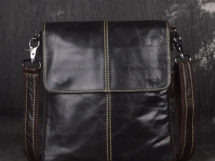 Vintage Leather Small Messenger Bag Shoulder Bag For Men