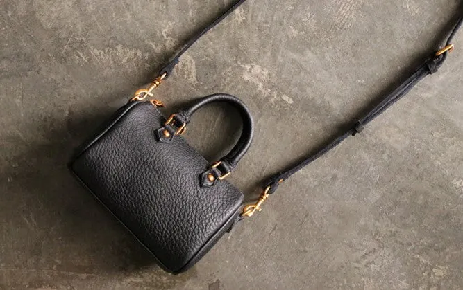 Vintage LEATHER WOMEN Mini Boston Handbag Purse SHOULDER BAG Purses FOR WOMEN