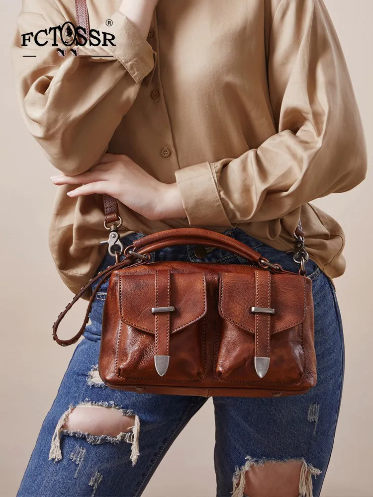 Vintage Leather Womens Satchel Shoulder Bag Handbag Crossbody Purse for Ladies