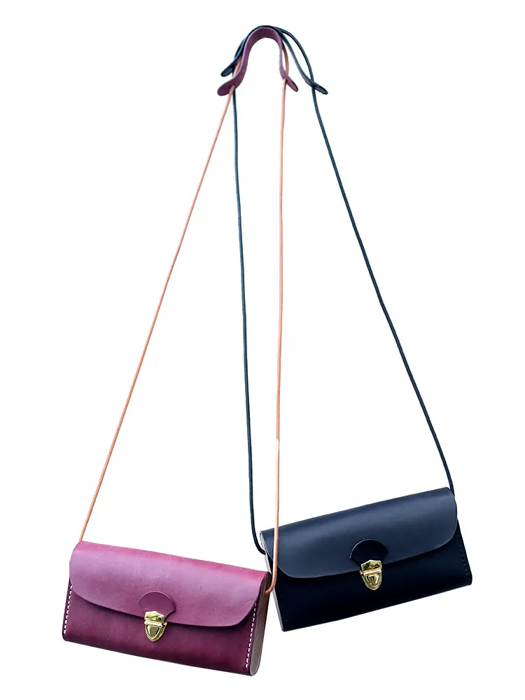 Vintage LEATHER Wooden WOMEN Small Cell Phone SHOULDER BAG Crossbody Purse FOR WOMEN