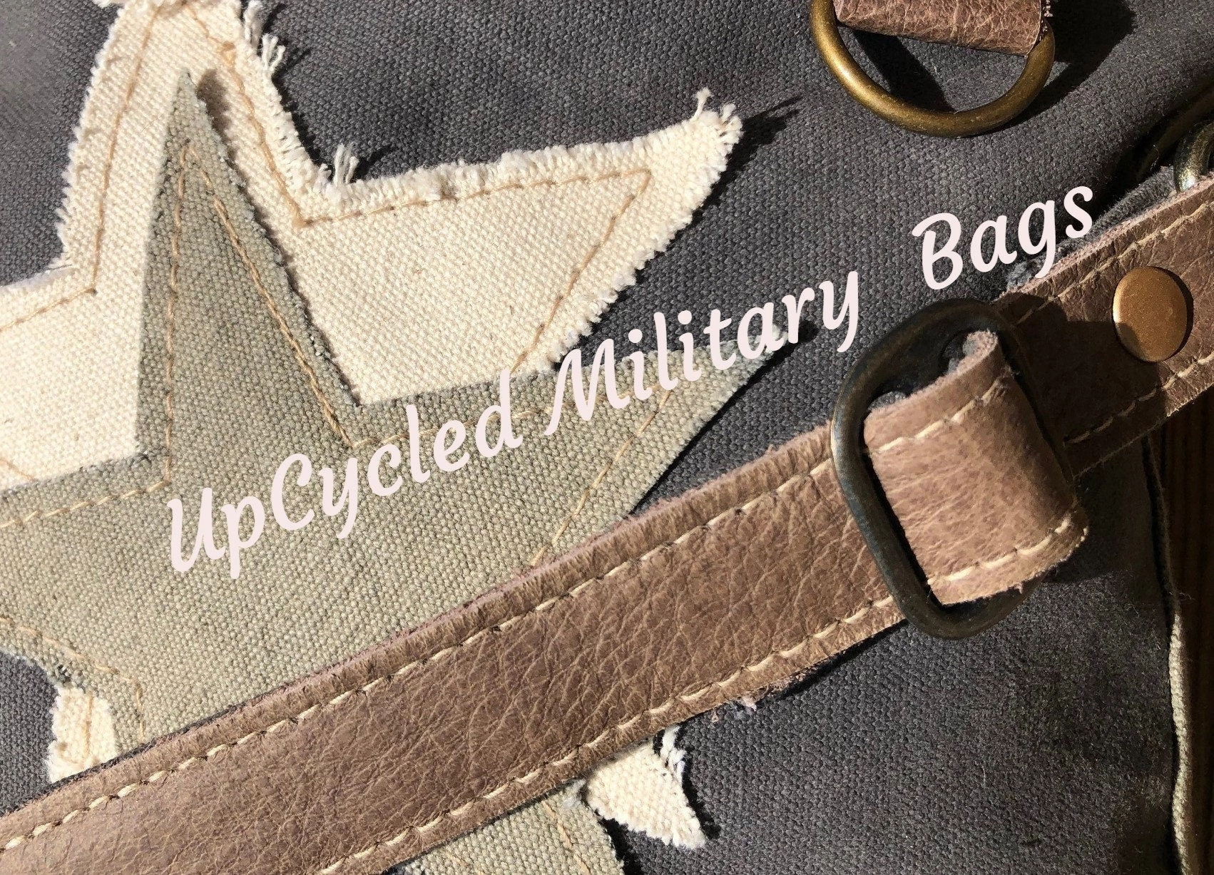 Vintage Double Star Sustainable Canvas Bag Crossbody Purse     Great Size Crossbody!