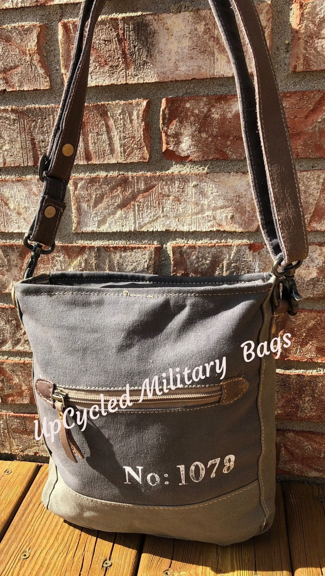 Vintage Double Star Sustainable Canvas Bag Crossbody Purse     Great Size Crossbody!