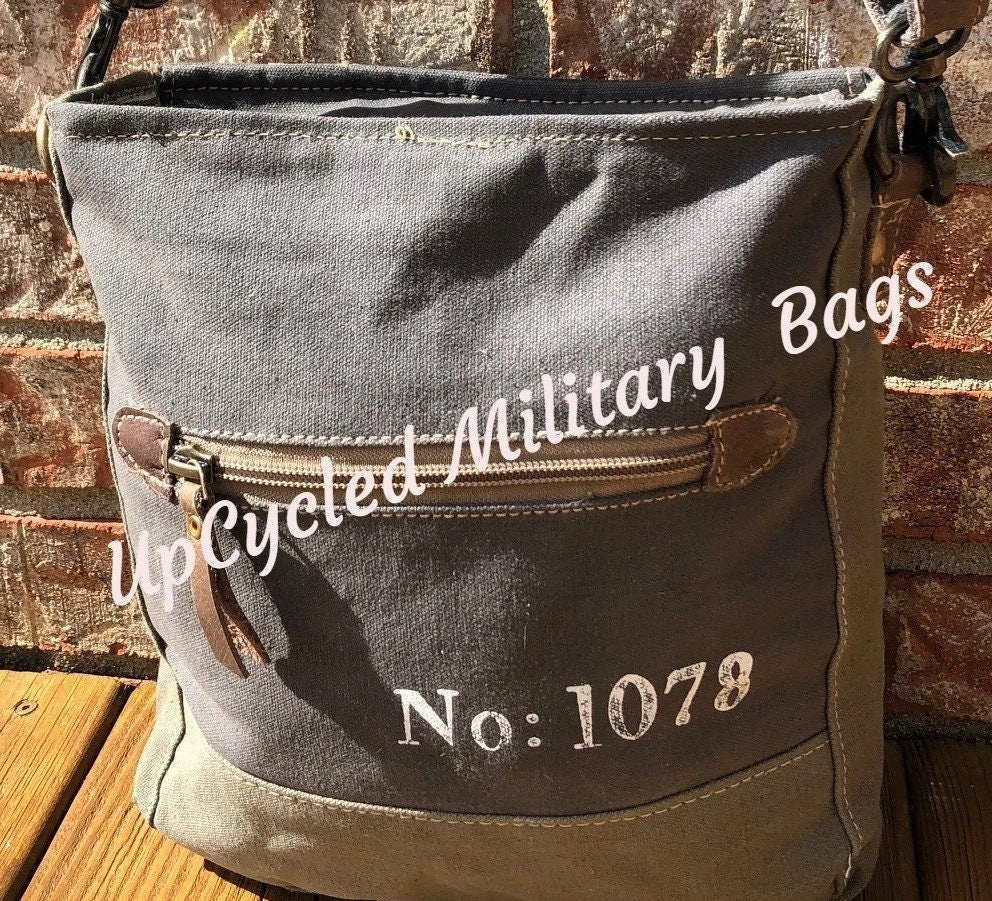 Vintage Double Star Sustainable Canvas Bag Crossbody Purse     Great Size Crossbody!