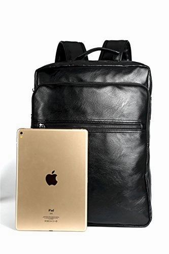 Vintage PU Leather Backpack School College Bookbag Laptop Computer Backpack (Black 2)