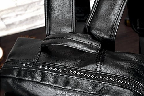 Vintage PU Leather Backpack School College Bookbag Laptop Computer Backpack (Black 2)