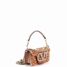 VLogo Loco Flap Shoulder Bag Embellished Leather Small